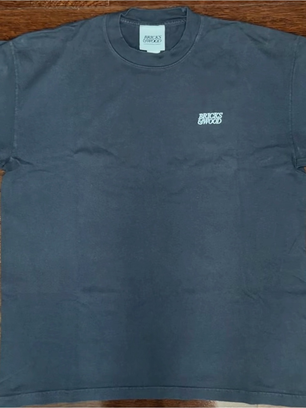 Bricks & Wood Men's Smoky Grey Logo Crewneck T-Shirt Size Large